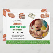 Foto Eerste jaar down verjaardag uitnodiging (Voorkant / Achterkant)