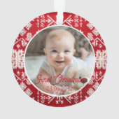 Foto Eerste Kerst Classic Rustiek Patroon Ornament (achterkant)