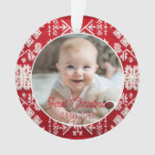 Foto Eerste Kerst Classic Rustiek Patroon Ornament (voorkant)