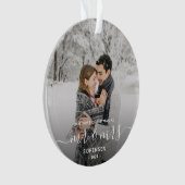 Foto Eerste Kerst Gescheiden Wit Schrift Ornament (voorkant)