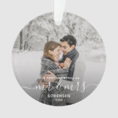 Foto Eerste Kerst Gescheiden Wit Schrift Ornament (voorkant)