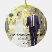 Foto eerste kerst getrouwd keramisch ornament (Voorkant)