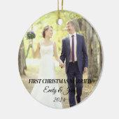 Foto eerste kerst getrouwd keramisch ornament (Links)