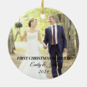 Foto eerste kerst getrouwd keramisch ornament (Achterkant)
