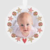 Foto Eerste Kerst Gingerbread Girl Baby Red Ornament (achterkant)