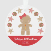 Foto Eerste Kerst Gingerbread Girl Baby Red Ornament (voorkant)