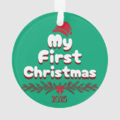 Foto Eerste Kerst KEEPSAKE Personaliseer Ornament (achterkant)