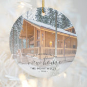 Foto Eerste Kerst Nieuwe Home Grijs Script 2024 Keramisch Ornament