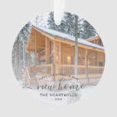 Foto Eerste Kerst Nieuwe Home Grijs Script 2024 Ornament (voorkant)