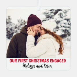 Foto Eerste kerst verloofd Minimal Xmas Custom Metalen Ornament
