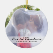 Foto eerste kerstbruiloft keramisch ornament (Voorkant)