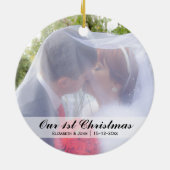 Foto eerste kerstbruiloft keramisch ornament (Achterkant)