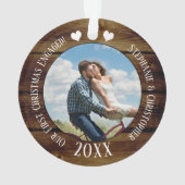 Foto Eerste Kerstmis Betrokken  Houten Koppels Ornament (achterkant)