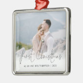 Foto eerste Kerstmis, de heer Mrs Name Year Metalen Ornament (Links)