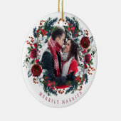 Foto Eerste Kerstmis Mr. en Mrs. getrouwd Keramisch Ornament (Rechts)