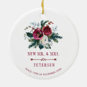 Foto Eerste Kerstmis Mr. en Mrs. getrouwd Keramisch Ornament (Achterkant)