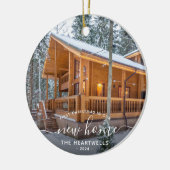 Foto Eerste Kerstmis Nieuw Thuis Witte Script 2024 Keramisch Ornament (Links)