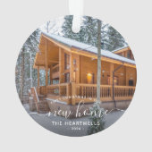 Foto Eerste Kerstmis Nieuw Thuis Witte Script 2024 Ornament (achterkant)