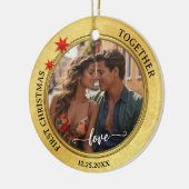 Foto Eerste Kerstmis Samen Gold Star Keramisch Ornament (Links)