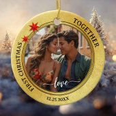 Foto Eerste Kerstmis Samen Gold Star Keramisch Ornament