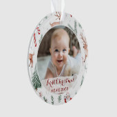 Foto Eerste Kerstscript Classic Pattern Ornament (voorkant)