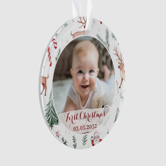 Foto Eerste Kerstscript Classic Pattern Ornament (voorkant)