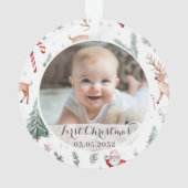 Foto Eerste Kerstscript Classic Rustic Pattern Ornament (achterkant)