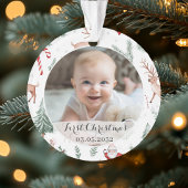 Foto Eerste Kerstscript Classic Rustic Pattern Ornament