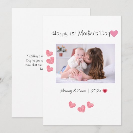 Foto eerste Moederdag Bedankkaart (Voorkant / Achterkant)