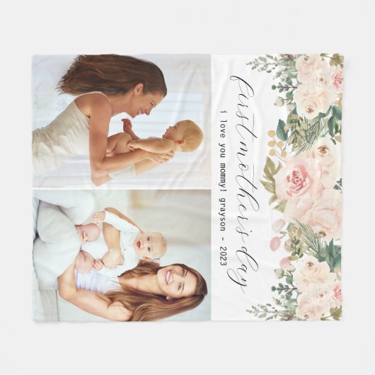 Foto eerste Moederdag Fleece Deken (Voorkant (Horizontaal))