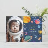 Foto Eerste reis rond zon astronaut 1e verjaardag Kaart (Staand voorkant)