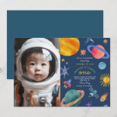 Foto Eerste reis rond zon astronaut 1e verjaardag Kaart (Voorkant / Achterkant)