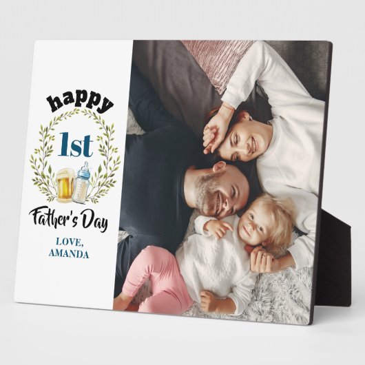 Foto eerste Vaderdag Custom Plaque Fotoplaat (Zijkant)