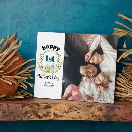 Foto eerste Vaderdag Custom Plaque Fotoplaat (Zijkant)