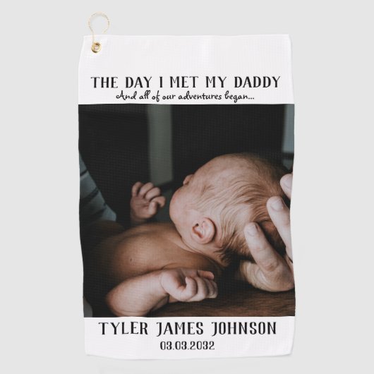 Foto eerste Vaderdag Golfhanddoek (Voorkant)