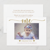 Foto Eerste Verjaardag Paars Goud Bedankkaart (Voorkant / Achterkant)