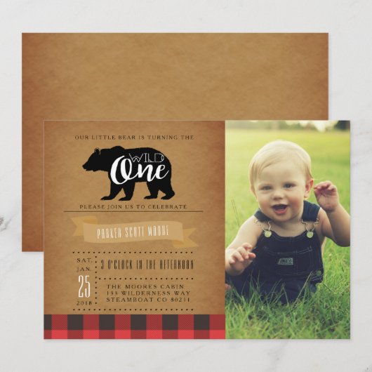 Foto eerste verjaardagsfeestje Wilde Eén Beer Kaart (Voorkant / Achterkant)