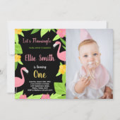 Foto eerste zwarte groene flamingo verjaardag kaart (Voorkant)