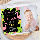 Foto eerste zwarte groene flamingo verjaardag kaart