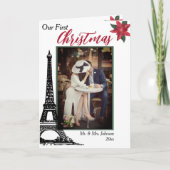 Foto Eiffel Tower Paris Couple's First Kerstmis Feestdagen Kaart (Voorkant)