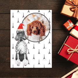 Foto Eiffel Tower, Paris Poodle Pet Dog Kerstmis Feestdagen Kaart