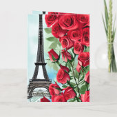 Foto Eiffel Tower Red Roses gepersonaliseerd op za Kaart (Achterkant)