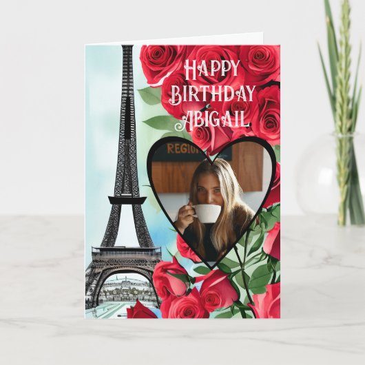 Foto Eiffel Tower Red Roses gepersonaliseerd op za Kaart (Voorkant)