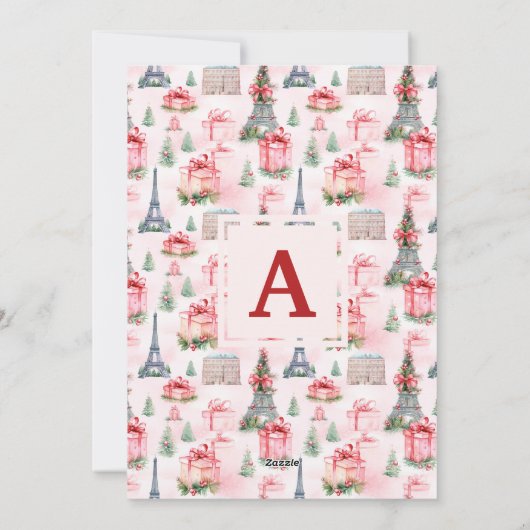Foto Eiffeltoren Chique Paris Roze Kerstmis Feestdagenkaart (Achterkant)
