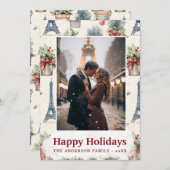 Foto Eiffeltoren Chique Paris Vintage Kerstmis Feestdagenkaart (Voorkant / Achterkant)
