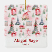 Foto Eiffeltoren Parijs Chique roze Kerstmis Keramisch Ornament (Achterkant)