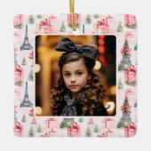 Foto Eiffeltoren Parijs Chique roze Kerstmis Keramisch Ornament (Voorkant)