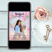 Foto Eiffeltoren Roze Rozen Chique Frans Verjaarda Kaart