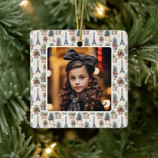Foto Eiffeltoren Topiaries Paris Christmas Keramisch Ornament (Boom)