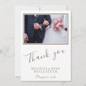 Foto Elegant Bericht Dank u Wedding Photo Card Bedankkaart (Voorkant)